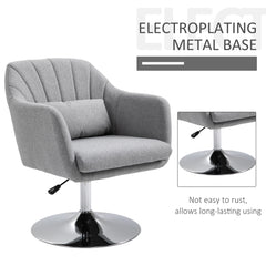 Swivel Linen Fabric Accent Chair for Living Room Contemporary Vanity Armchair with Adjustable Height Thick Cushion Lumbar Support Armrest for Bedroom Office Light Grey