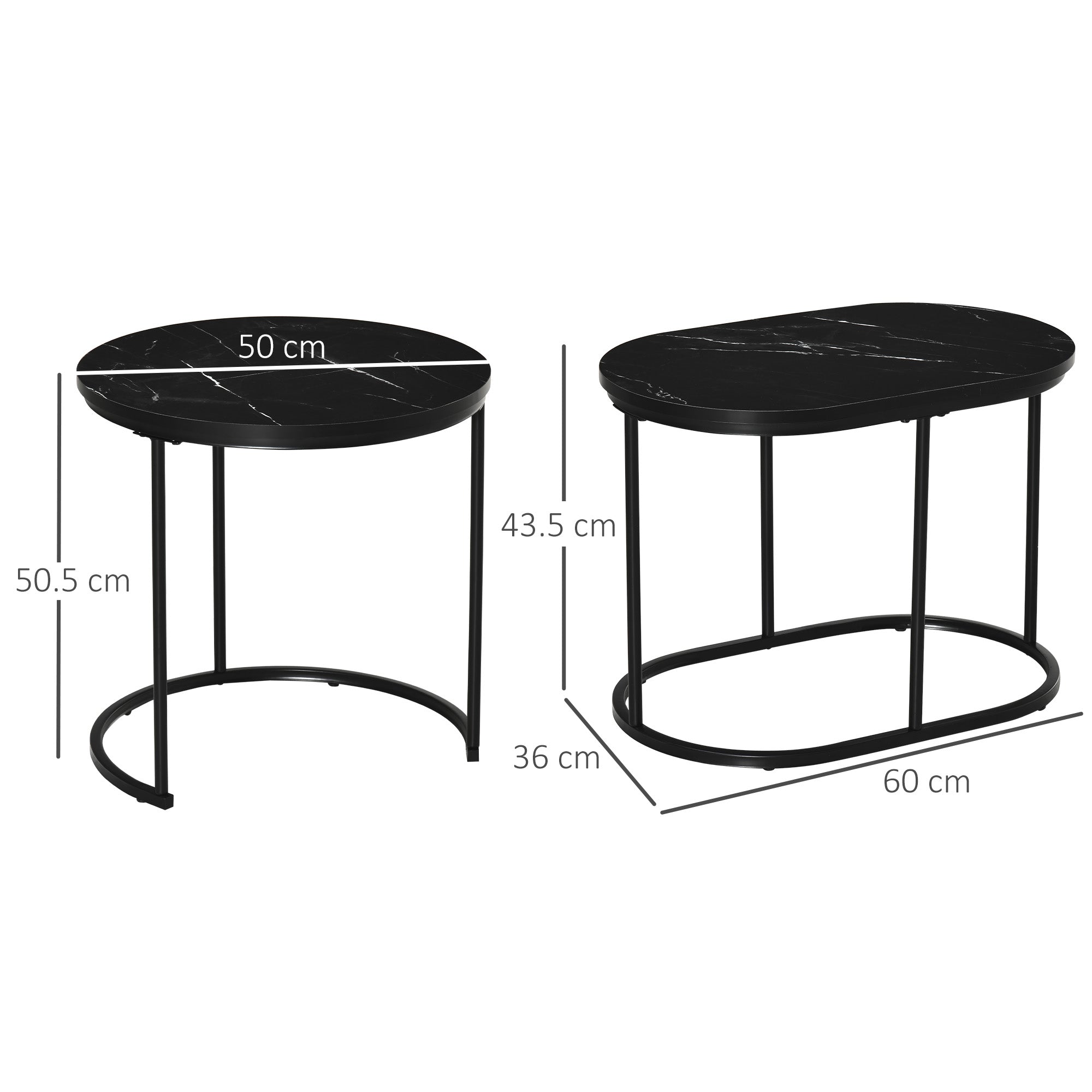 Marble-Effect Nest of Tables - Black/White