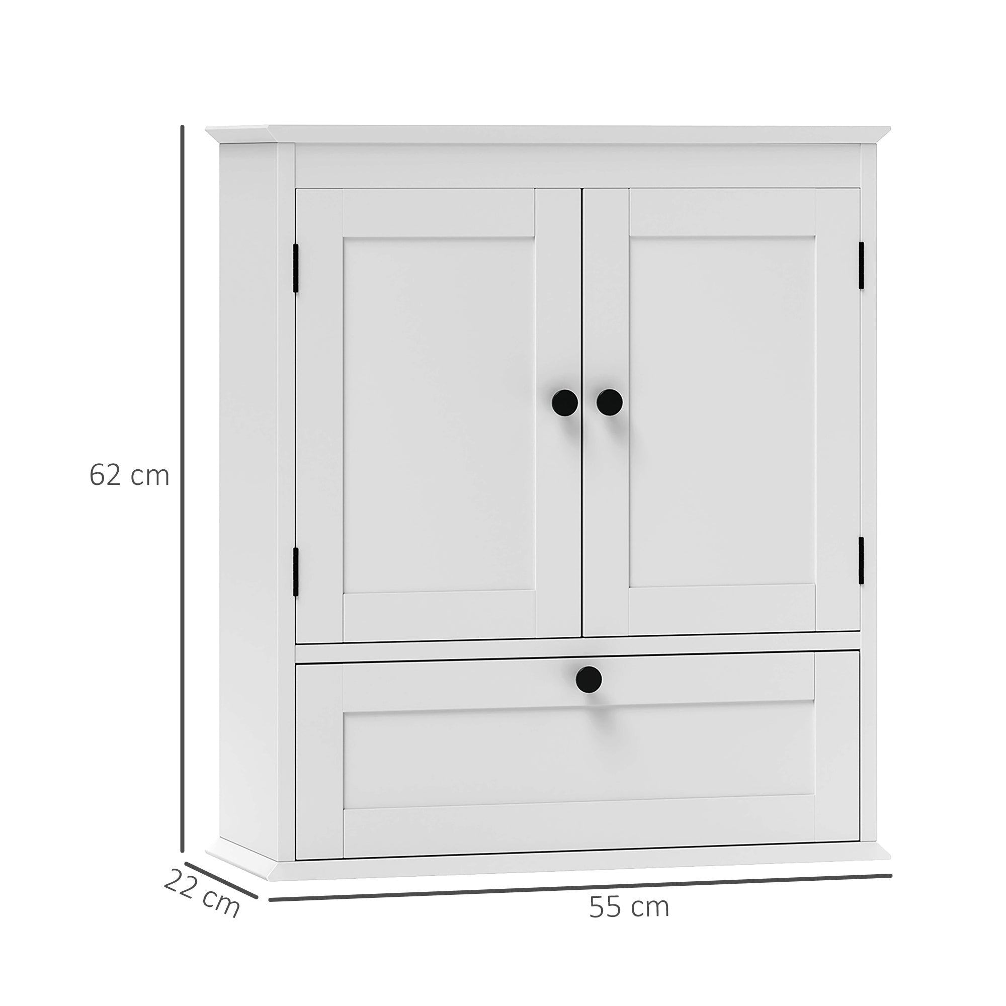 Fynco - Bathroom Wall Cabinet with Adjustable Shelf and Recessed Doors, White