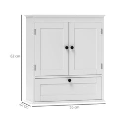 Fynco - Bathroom Wall Cabinet with Adjustable Shelf and Recessed Doors, White