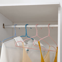 Open Wardrobe on Wheels, Bedroom Wardrobe with Clothes Hanging Rail, 3 Storage Shelves, Mobile Garment Rack for Cloakroom, Hallway, White