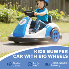AIYAPLAY Kids Bumper Car with 360-Degree Rotation, 6V Electric Ride On Car with Music and Horn for 3-8 Years Old, Blue