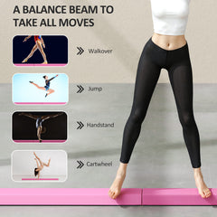 SPORTNOW 7.7ft Folding Gymnastics Beam, Floor Balance Beam for Kids with Anti-Slip Base, Gymnastics Equipment for Home, Pink