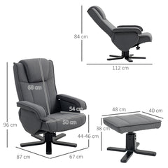 Rocker Swivel Recliner Chair with Footstool - Charcoal Grey Velvet