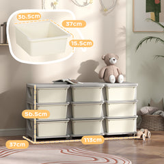 Kids Storage Unit, with Nine Drawers - Cream