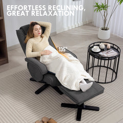 Rocker Swivel Recliner Chair with Footstool - Charcoal Grey Velvet