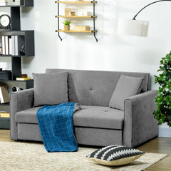 2 Seater Sofa Bed, Convertible Bed Settee, Modern Velvet Loveseat Sofa Couch with 2 Cushions, Hidden Storage for Living Room, Guest Room, Grey