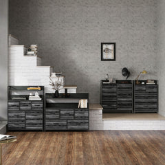 Rustic Chest of Six Fabric Drawers - Black