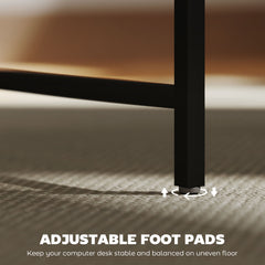 100cm Computer Desk with LED Lights and Power Outlets, Gaming Desk with Monitor Stand, Computer Table with Remote for Home Office Study, Rustic Brown