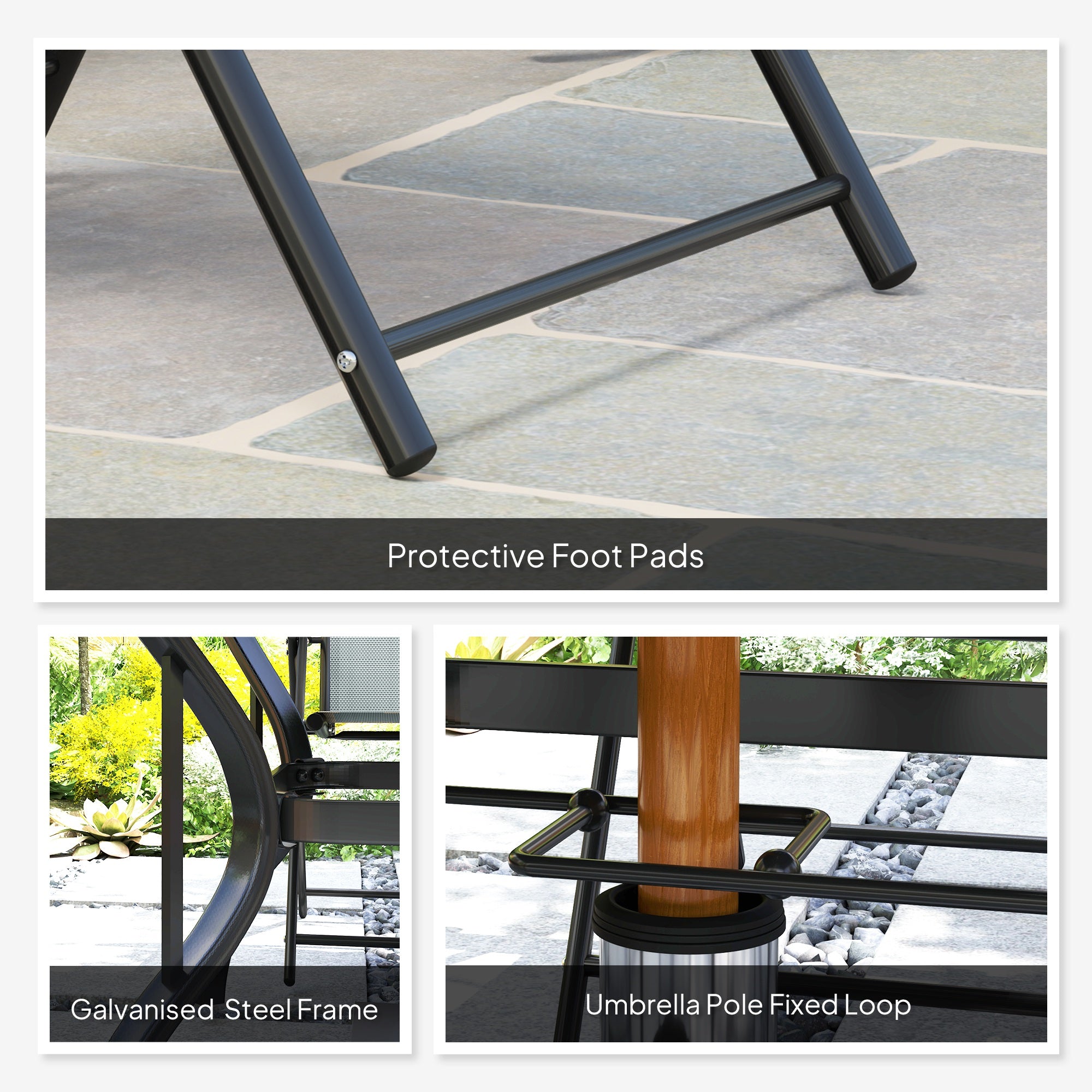 Five-Piece Steel Frame Patio Set - Grey/Black