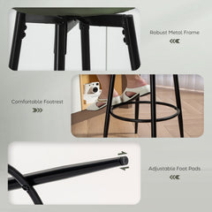 Set of Two Faux Leather Bar Stools - Green/Black