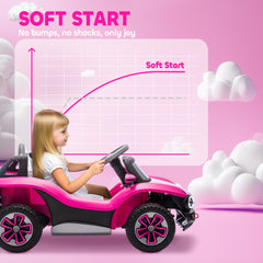 AIYAPLAY Volkswagen Licensed Kids Electric Car with Remote Control for Ages 3-6 Years, Pink