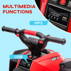 12V Ride-On Quad Bike w/ Music, Horn, for Ages 3-5 Years - Red