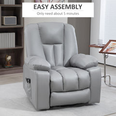 Leathaire Eight Massage Point Armchair, with Reclining Back - Charcoal Grey