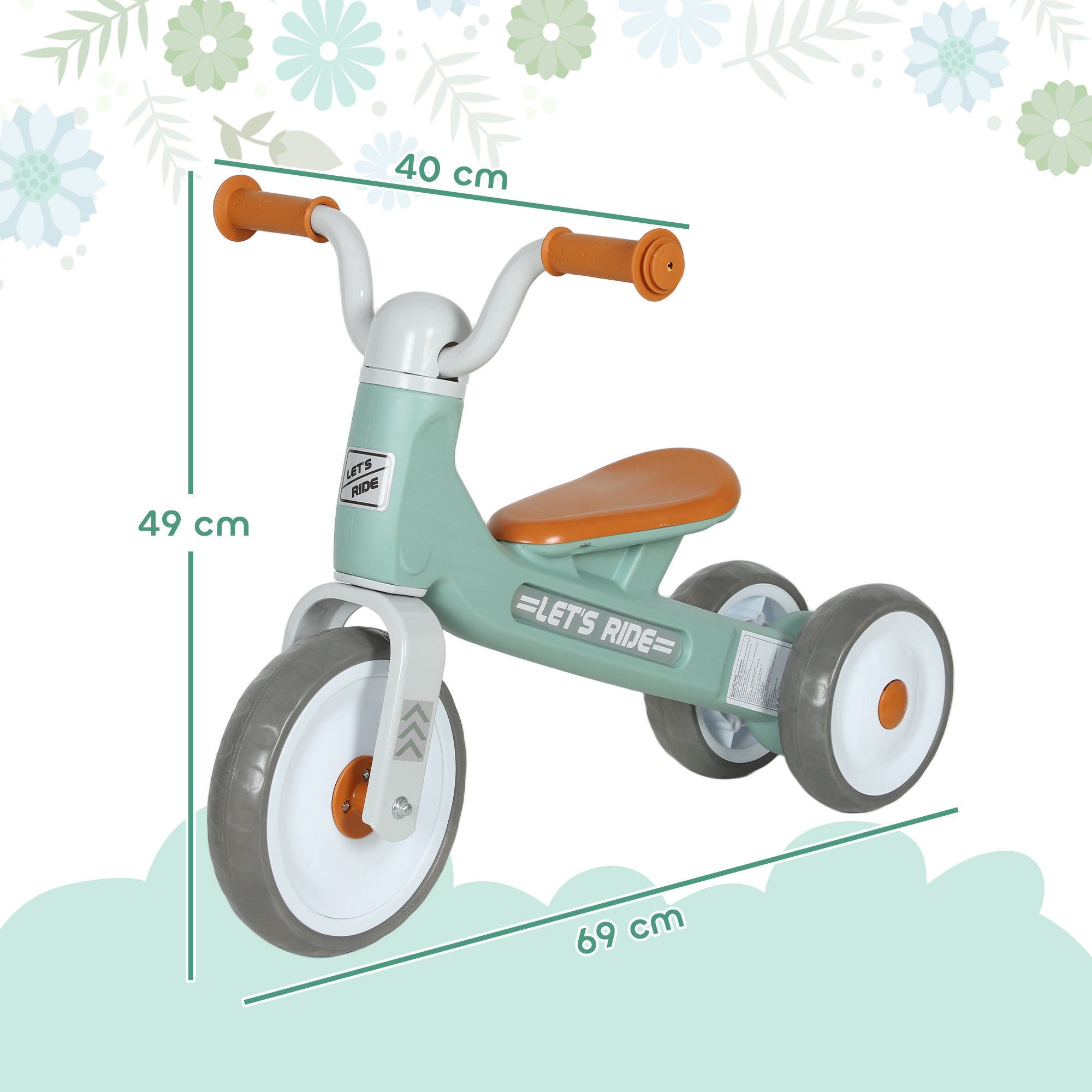 AIYAPLAY Toddler Balance Bike with No Pedal, 3 Silence Wheels for 12-36 Months Boys and Girls, Indoor Outdoor, Green