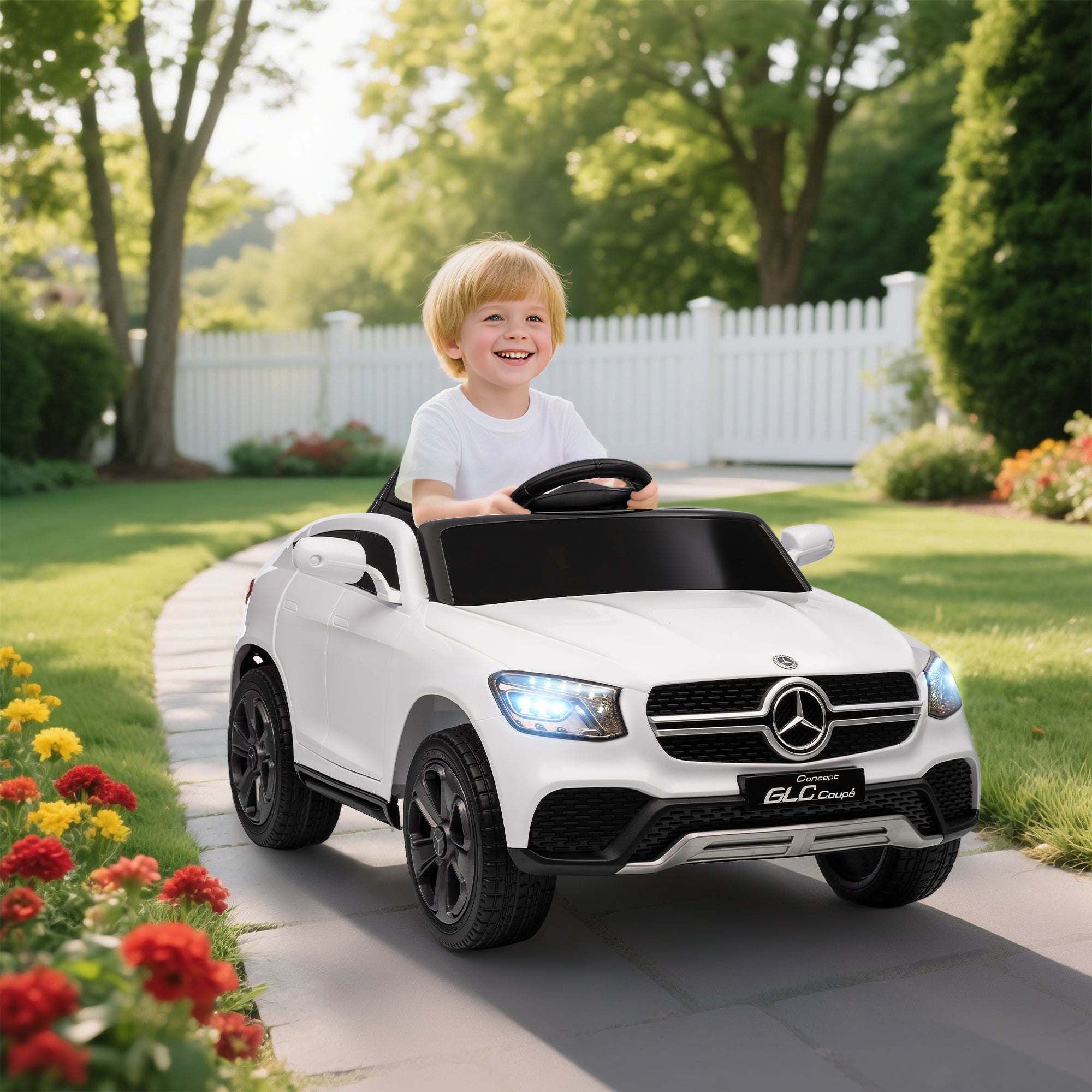 AIYAPLAY Mercedes-Benz GLC Licensed Kids Ride on Car with Remote Control, Soft Start, MP3, LED Headlights, White