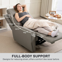 Recliner Armchair, Manual Reclining Chair with Adjustable Leg Rest and Reclining Functions, Modern Microfibre Overstuffed Lounge Seating for Living Room, Bedroom, Grey