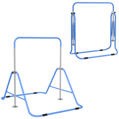 Kids Gymnastic Bar, with Adjustable Height, Foldable Horizontal Bars - Blue