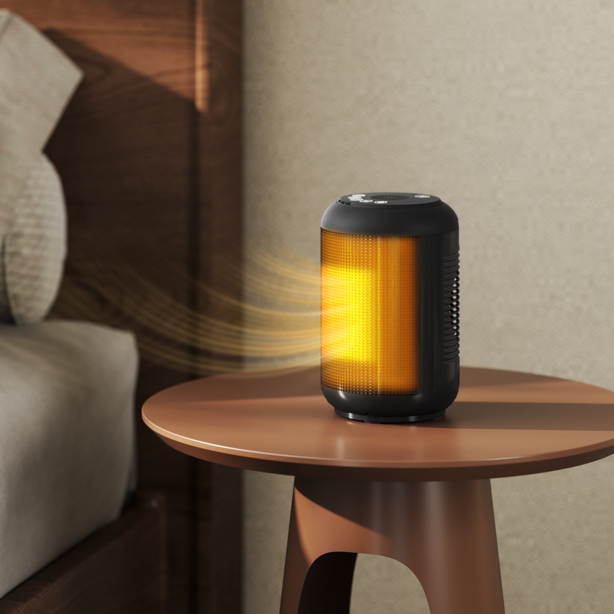 Fynco - 1500W Ceramic Electric Heater with Fan, Timer, Oscillation - Black