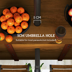 Seven-Piece Wood Panel Patio Dining Set - Brown/Black