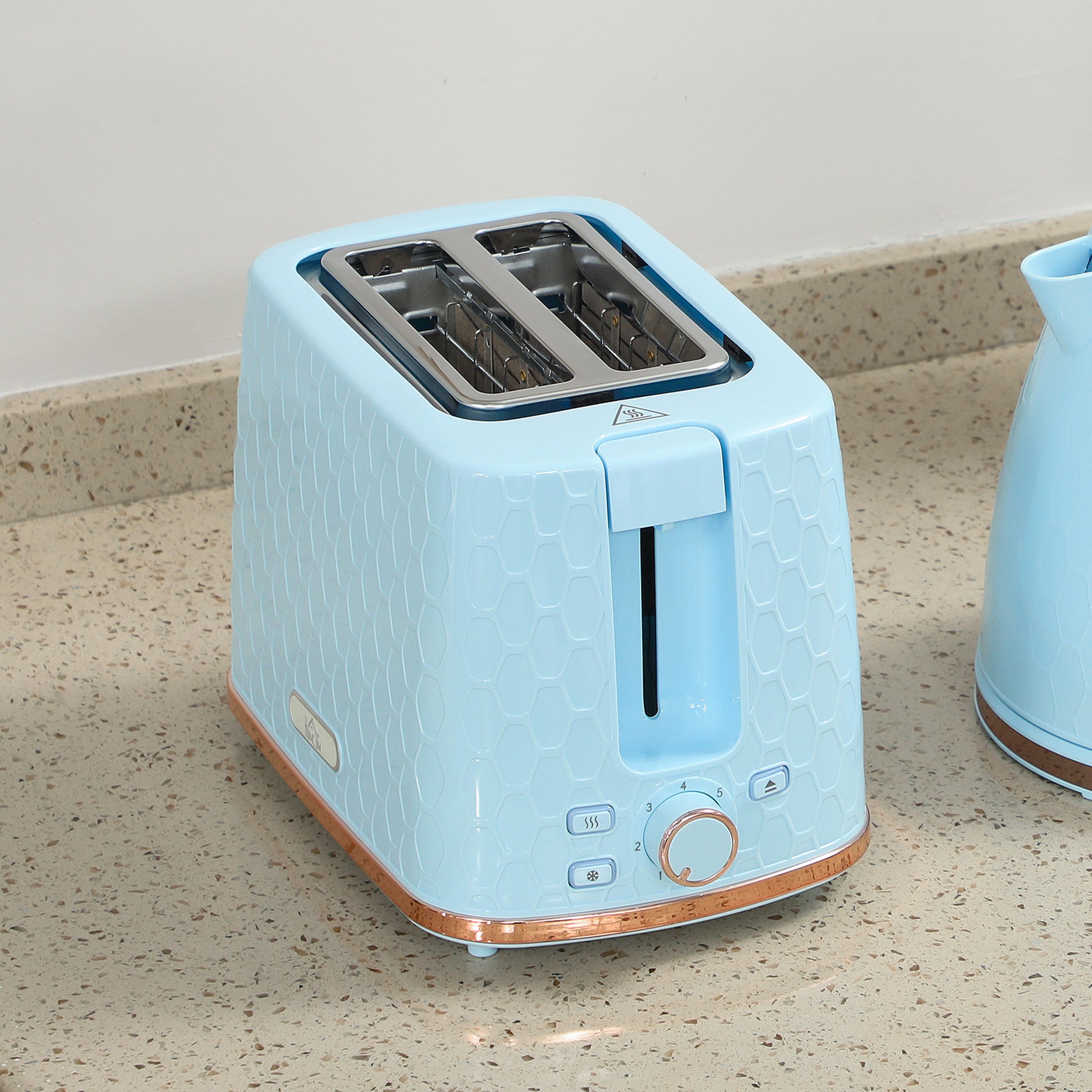 1.7L 3000W Fast Boil Kettle & 2 Slice Toaster Set, Kettle and Toaster Set with Auto Shut Off, Browning Controls, Light Blue
