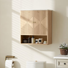 Fynco - Bathroom Wall Cabinet with Adjustable Shelf - Oak