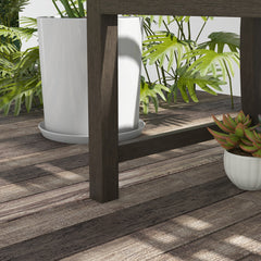 Two-Seater Simple Metal Bench - Brown