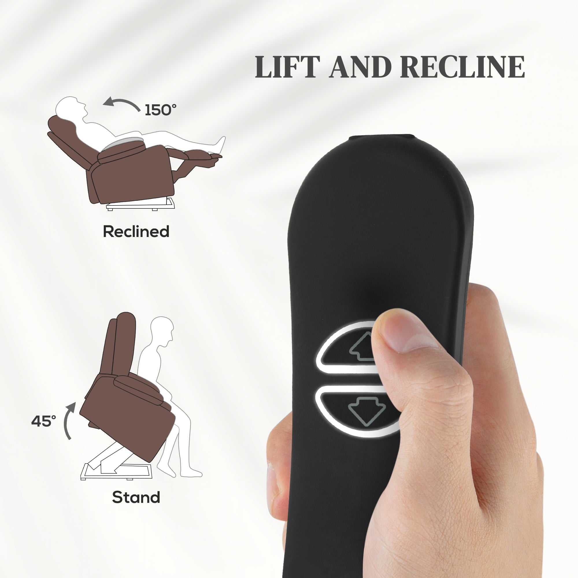 Fynco - Power Lift Recliner Chair with Vibration Massage, Heat, USB - Brown