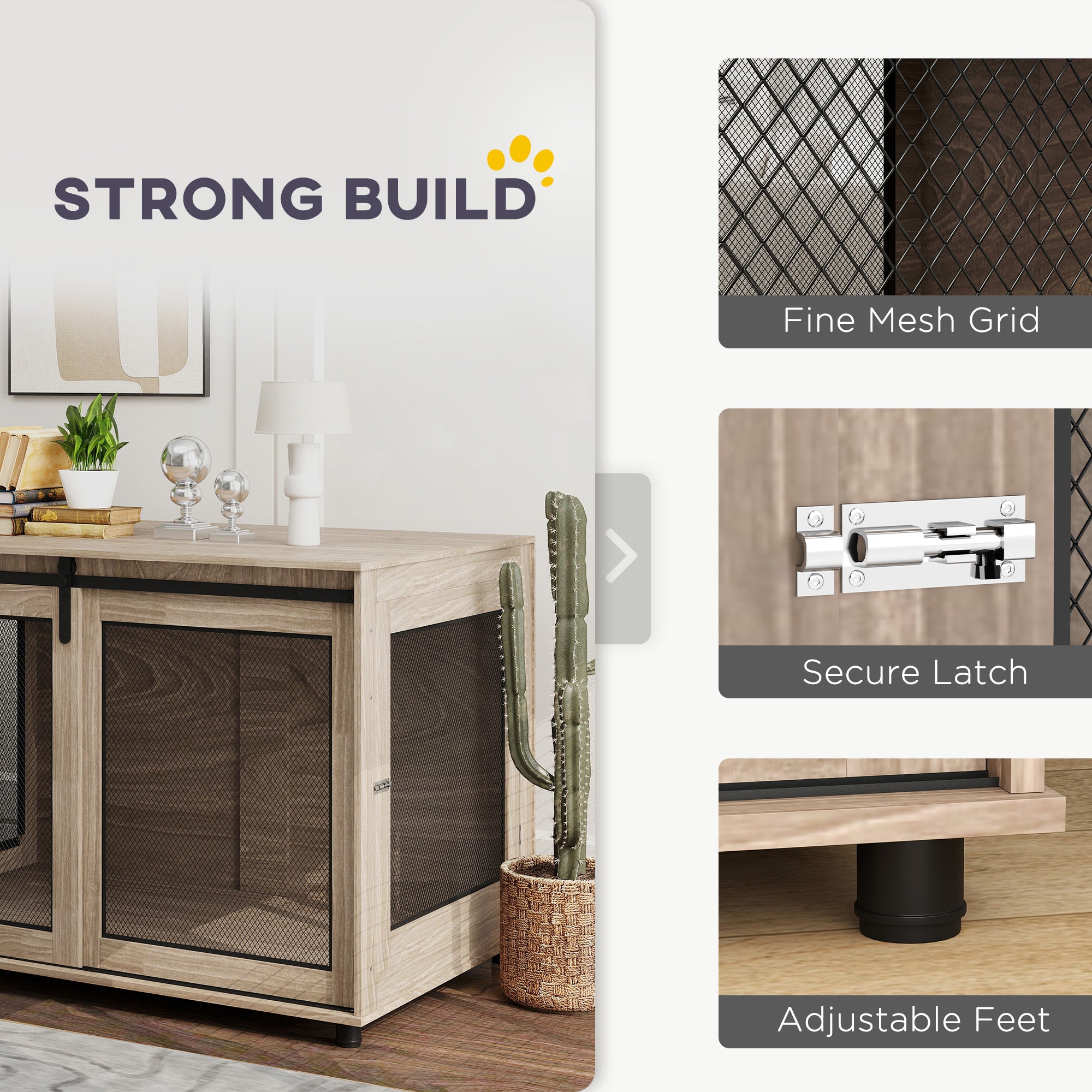 Dog Crate Furniture with Sliding Door for XL Dogs, Brown