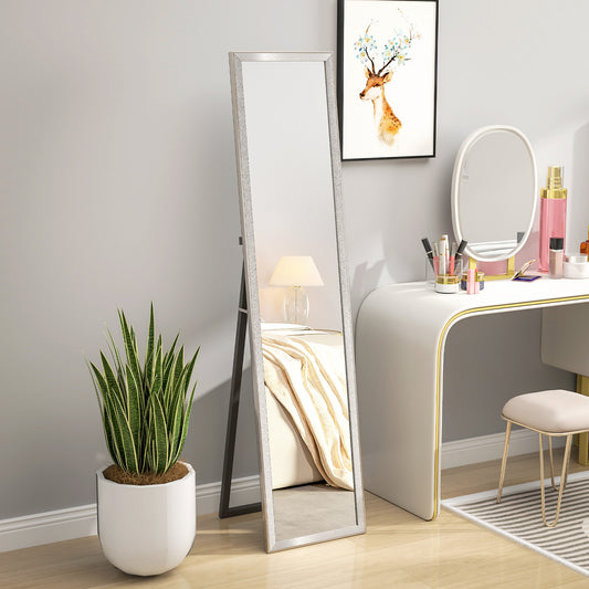 Glitter Frame Full-Length Mirror - Silver
