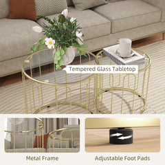Elliptical Cut-Out Nesting Tables - Gold-Tone