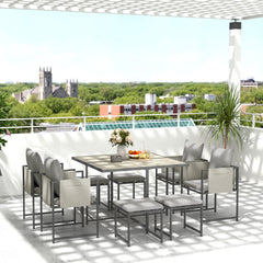 Nine-Piece Steel Frame Garden Dining Set - Grey