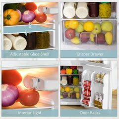 Fynco - 88L Under Counter Fridge Freezer, Small Refrigerator with 5-Setting, 3 Star Freezer Rating, White