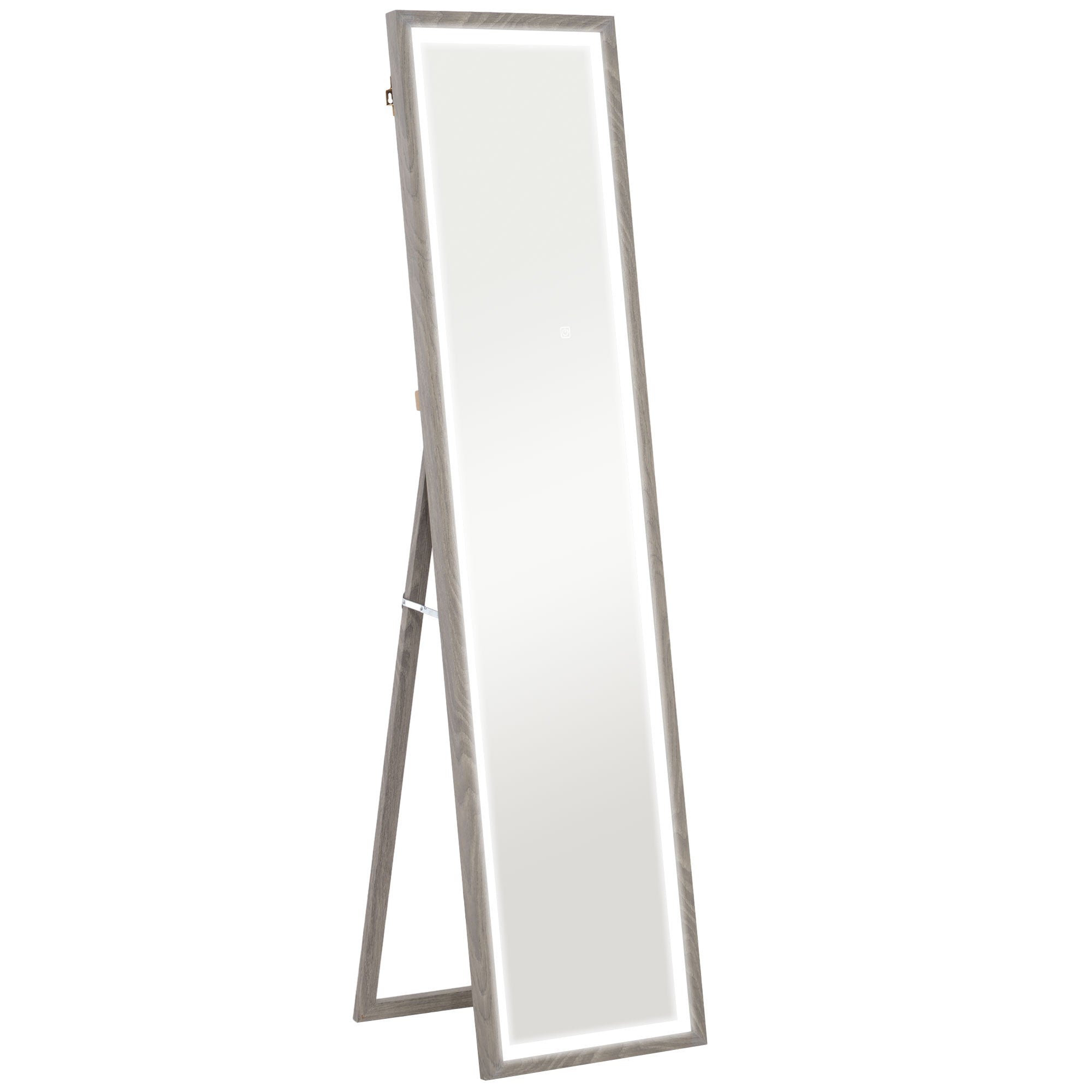 Full Length Mirror, with Adjustable Outer Light, Grey