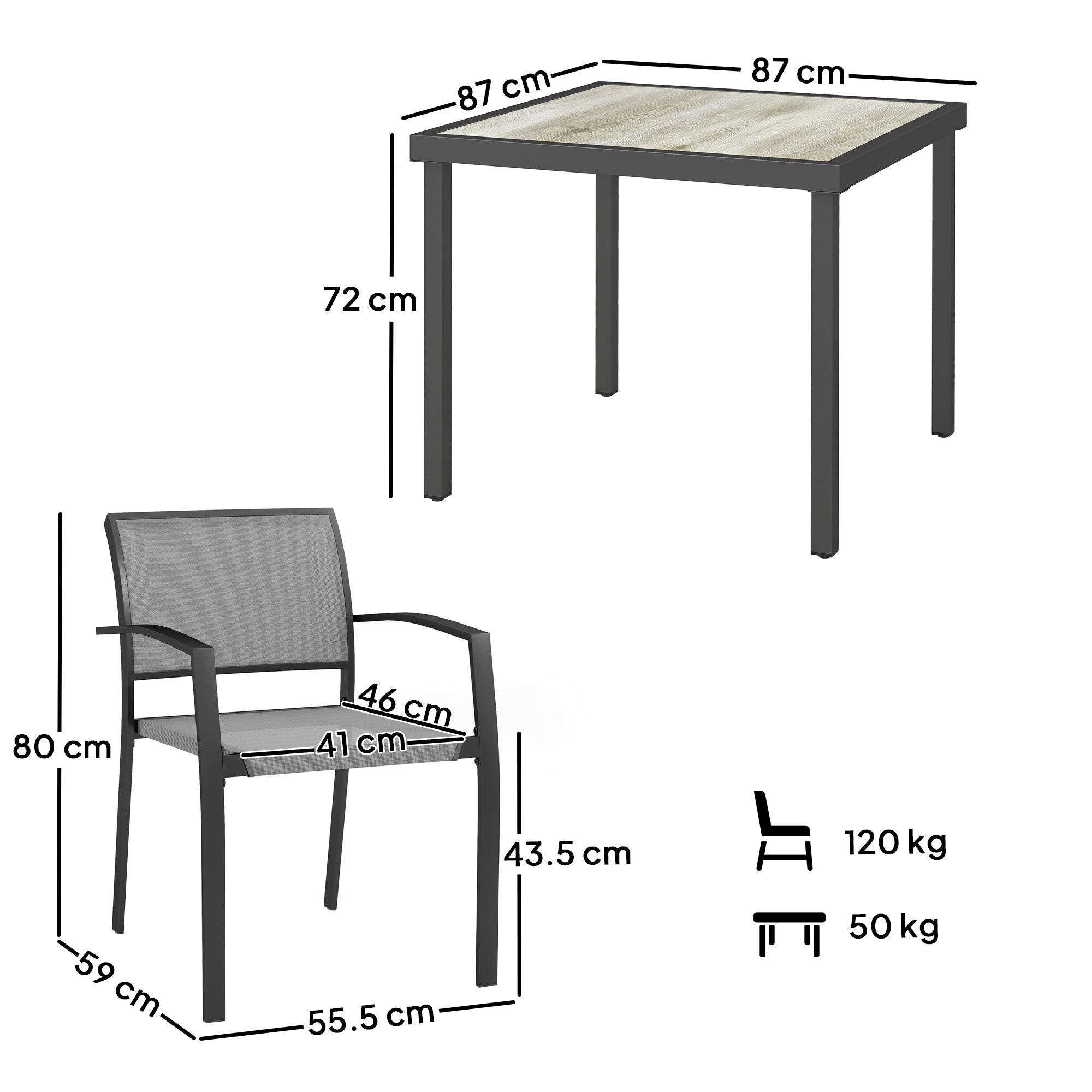 Five-Piece Outdoor Garden Dining Set - Grey