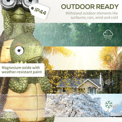 Vivid 2 Tortoises Garden Statue with Solar LED Light, Outdoor Ornament Art Sculpture Home Decoration for Porch, Deck, Grass