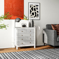 Elegant Chest of Five Drawers - White