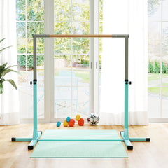 Height Adjustable Gymnastics Horizontal Bar for Kids, Children Junior Kip High Bar Fitness, Light Blue