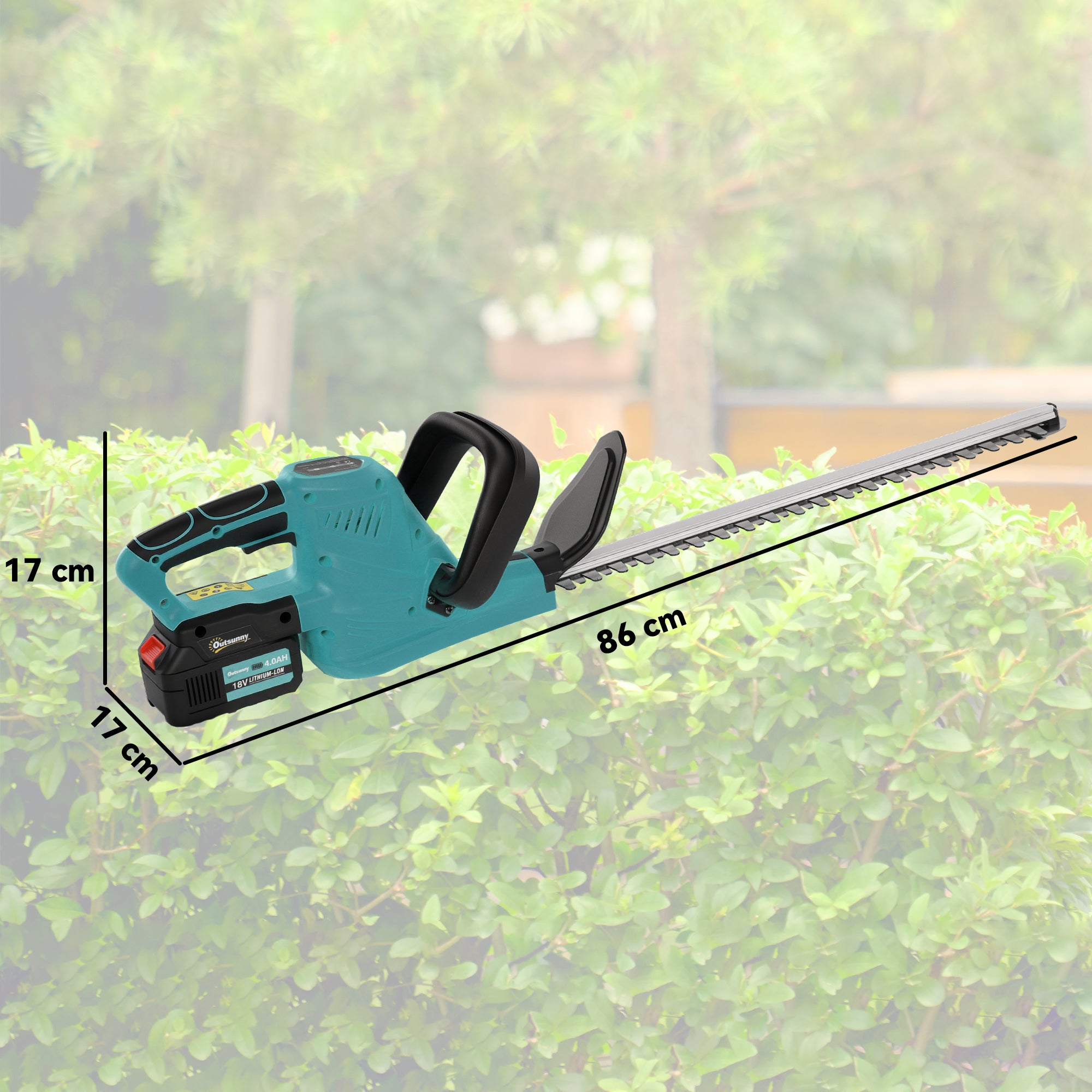 20" Cordless Hedge Trimmer, 21V Electric Hedge Cutter with 51cm Dual Action Blade, 2 x 4000mAh Batteries and Brushless Motor for Garden Branches, Shrubs, Twigs, Blue