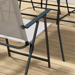 Seven-Piece Garden Dining Set, with Glass-Top Table and Folding Chairs - Grey