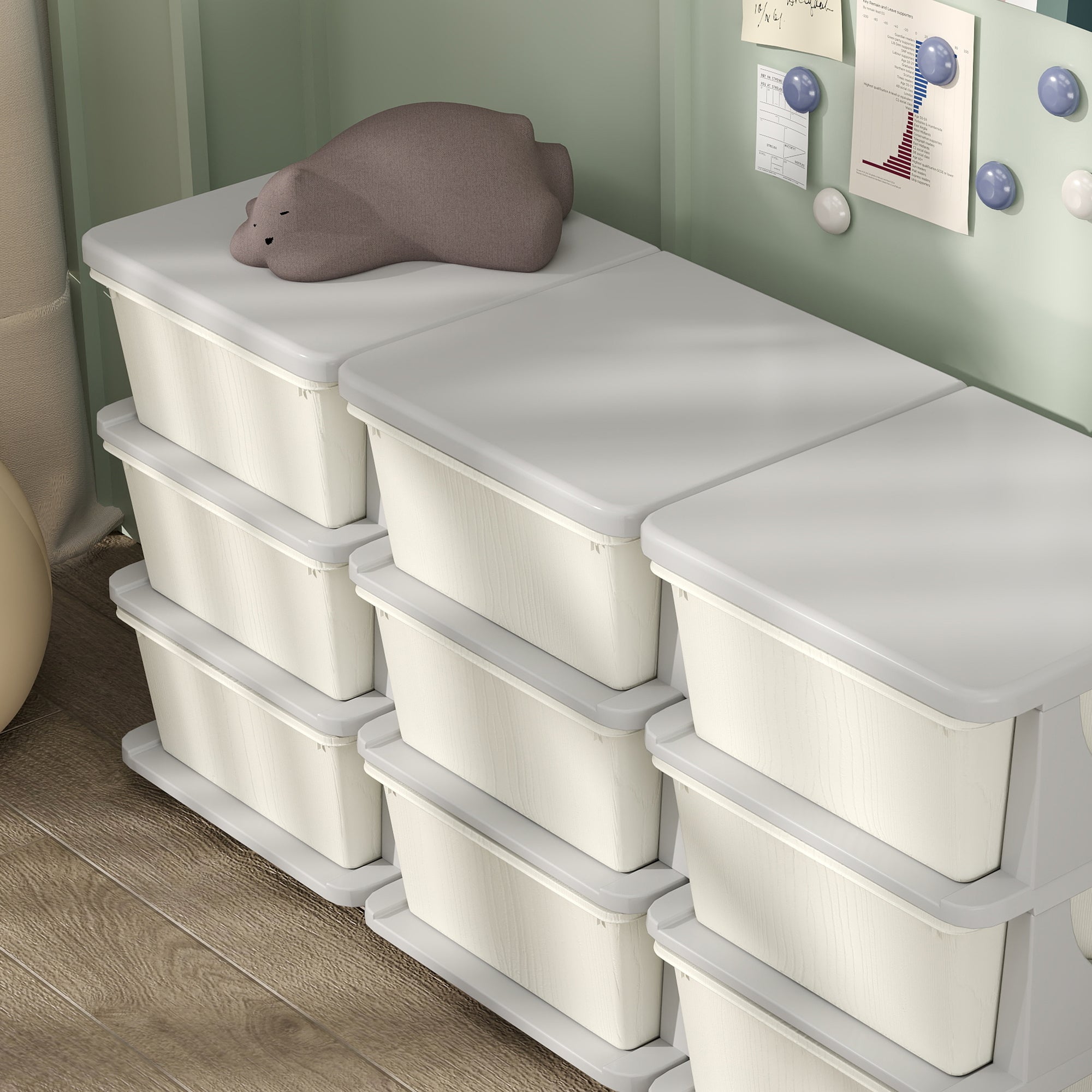 Kids Storage Unit, with Nine Drawers - Cream