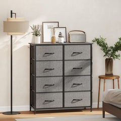 Chest of Eight Fabric Drawers - Charcoal Grey