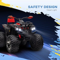 12V Quad Bike ATV with LED Lights, Music, Backrest, Forward, Backward, Red