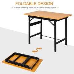 100 cm Foldable Garage Work Bench, Craft Table MDF Workstation, Heavy-duty Steel Frame with Ruler, Protractor