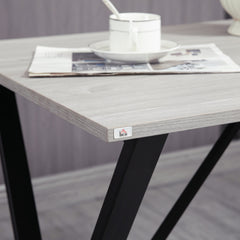 120 cm Rectangular Bar Table for 4 People, Modern Breakfast Bar Table with Wood Effect Tabletop, Steel Legs, Coffee Desk for Living Room, White