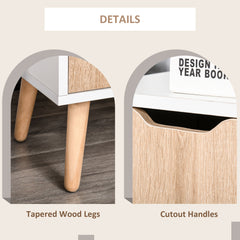 Bedroom Furniture Set, Wardrobe with Hanging Rod, Side Cabinet with wood legs , Bedside Table with Drawer, Nature Wood Finish and White