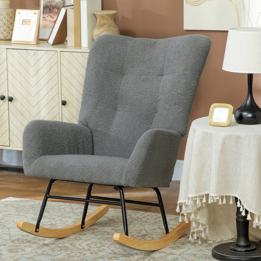 Teddy Fleece Rocking Chair - Grey
