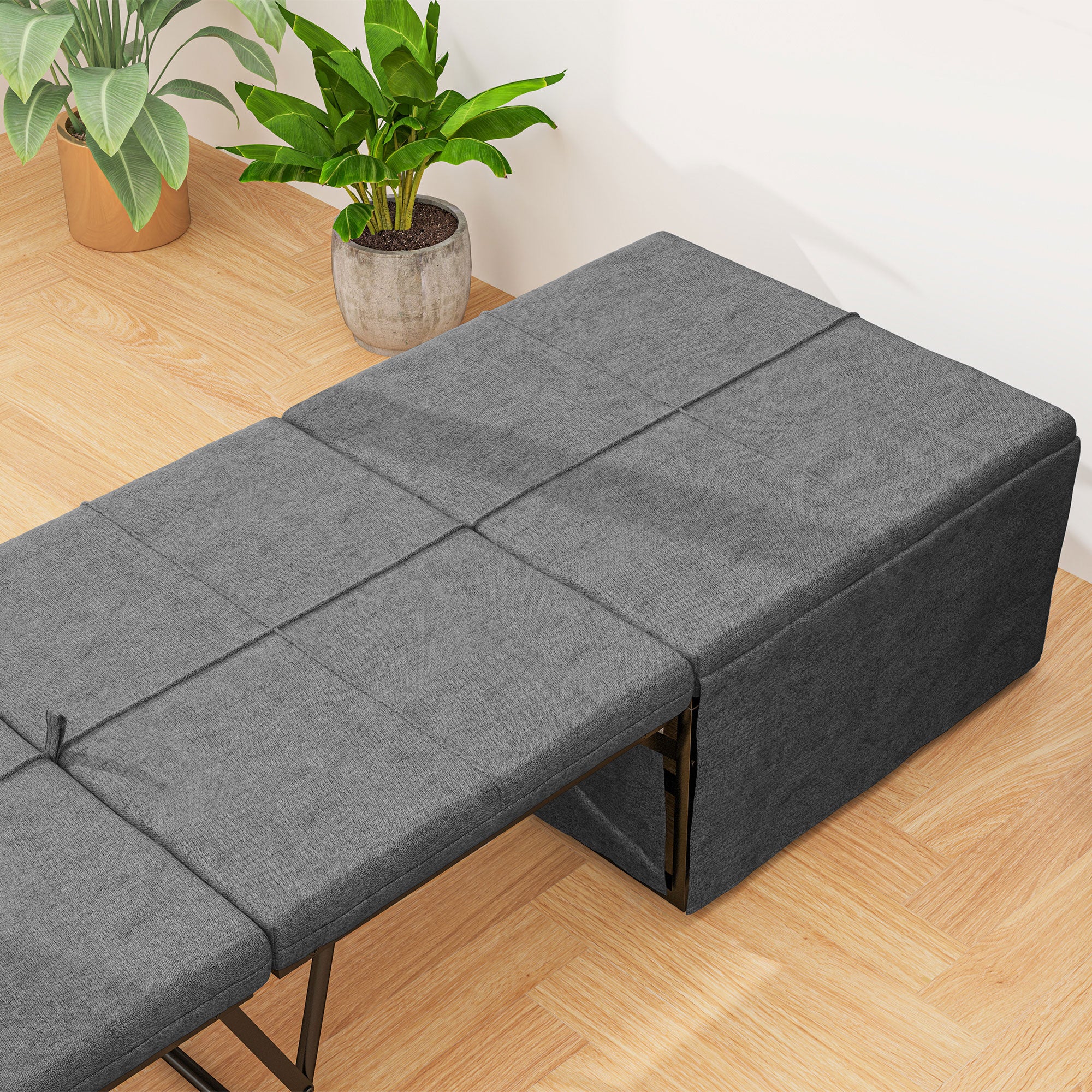 Folding Bed with Linen Sponge Mattress and Dust Cover, Foldable Guest Bed Compact Single Bed with Metal Frame, 69 x 181.5 cm, Grey