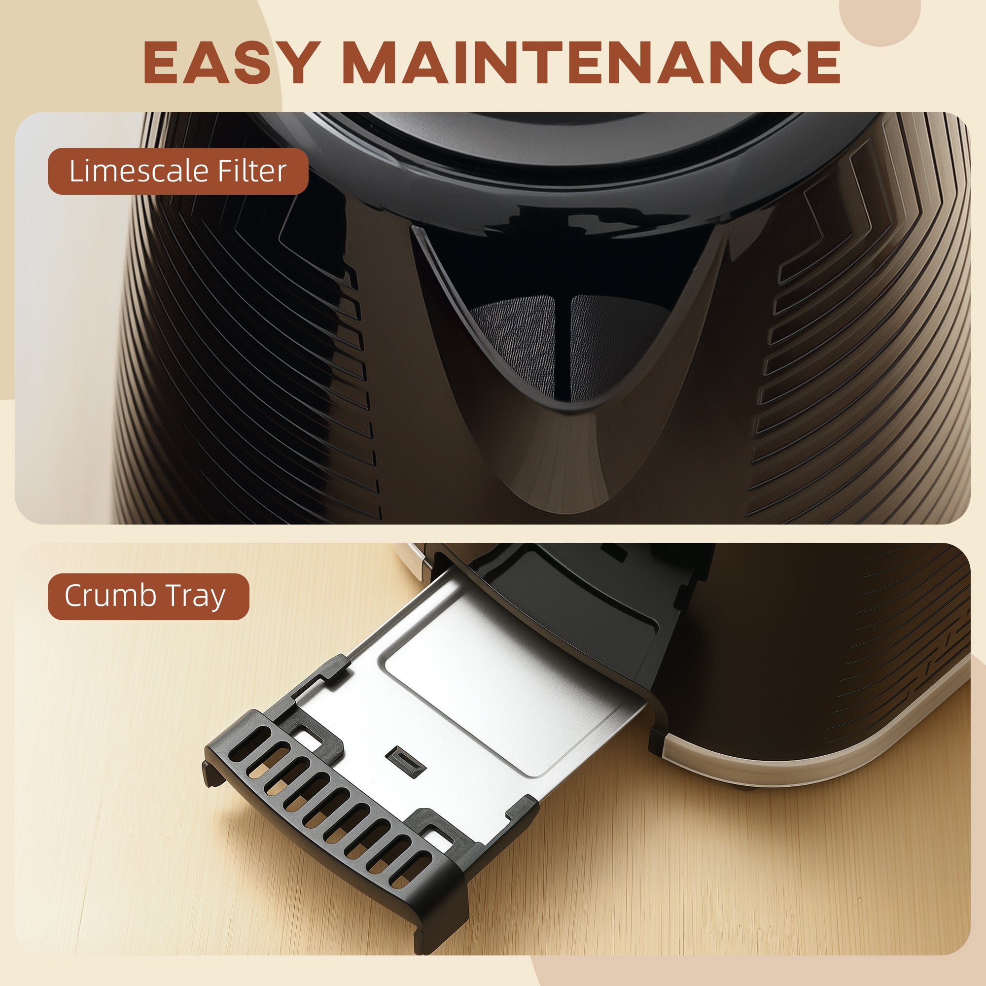 Fynco - Modern Kettle and Toaster Set - Black
