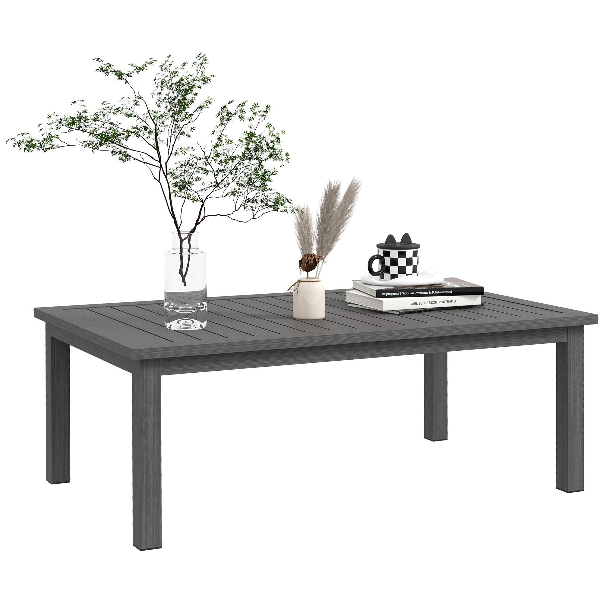 100cm x 60cm Aluminium Outdoor Coffee Table - Brown